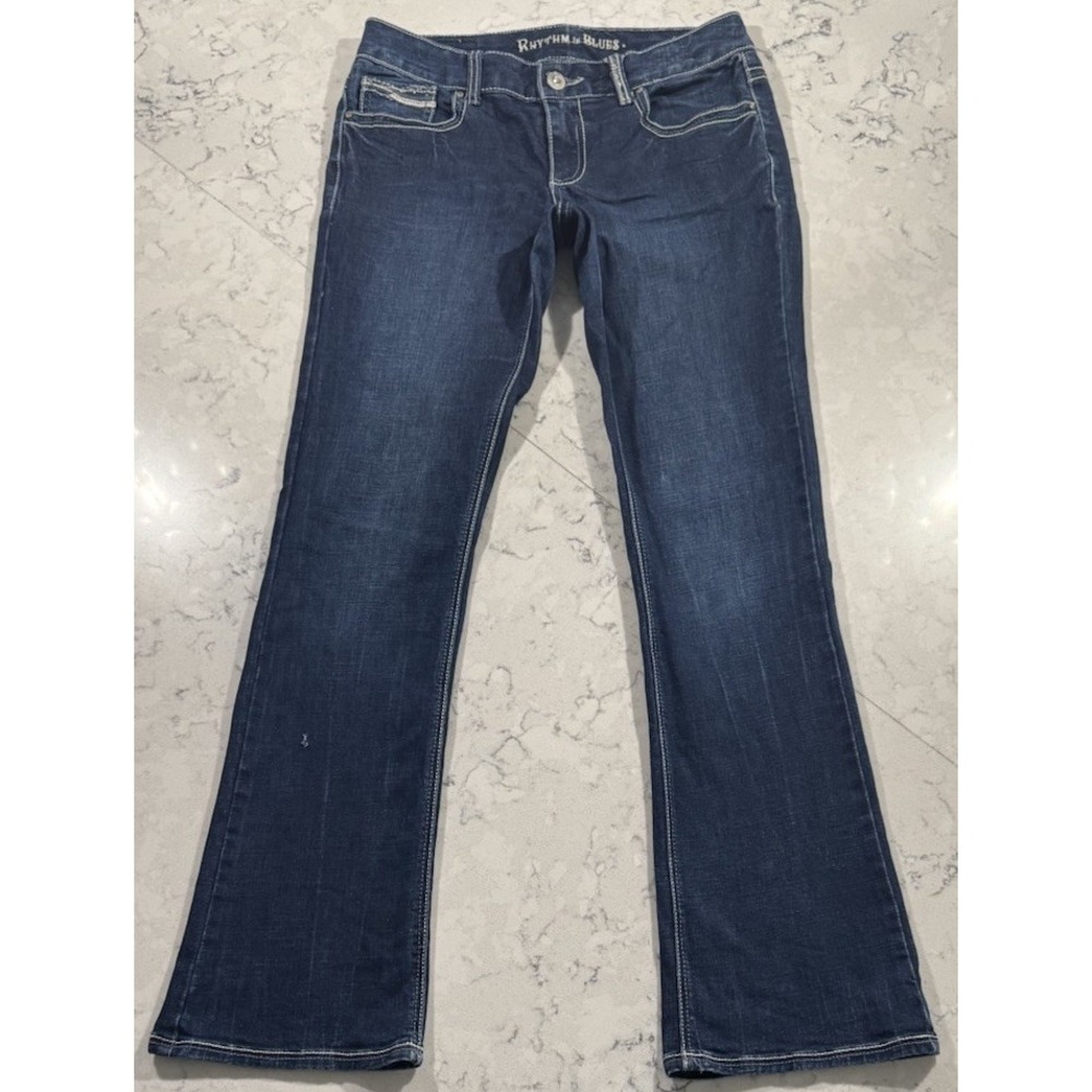 Rhythm In Blues Modern Bootcut Jeans Womens 4 Regular Blue Dark Wash Denim